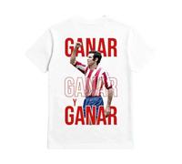 Camiseta Blanca Homenaje Luis Aragonés, Atlético de Madrid, Diseño 'Ganar Ganar y Ganar'