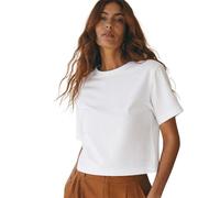 Camiseta Blanca Mujer, 100% Algodón Premium 290 g/m², Corte Limpio, Manga Corta, Regular fit Made in Portugal (FR/ES, Letras, S, Regular, Regular)