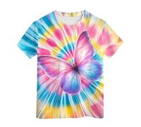 Camiseta Blanca Niño Manga Corta - Camiseta de neón teñida para niños y niñas Camiseta teñida Camiseta Hippies Camiseta para niños Mayores Talla 6 a 16 años (8-9 Years)