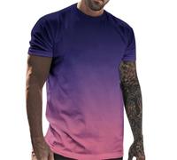 Camiseta blanca para hombre, camiseta blanca para hombre, camiseta de manga corta degradada, casual, cómoda, a la moda, holgada, camisa de manga corta, Morado Oscuro, M