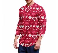 Camiseta blanca para hombre y hombre, camiseta blanca de primavera y otoño, manga larga, holgada y cómoda, patrón de San Valentín impreso, Rd3, Small
