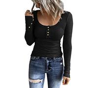 Camiseta blanca para mujer, cuello redondo, camiseta para mujer, talla grande, algodón, camiseta suelta, cómoda, color liso, manga larga, túnicas curvadas, camisa con botones de algodón y lino, túnica