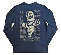 Camiseta Blondie NYC 77 Oficial Unisex Denim Azul Manga Larga, Azul, Medium
