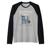 Camiseta Bluegrass Jam Banjo Picker para músicos folclóricos, Banda de Cuerdas Camiseta Manga Raglan