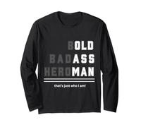 Camiseta Bold Badass Heroman That's Just Who Old Guy Manga Larga