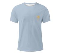 Camiseta bordada de palmera para hombre, cuello redondo, de algodón de gran tamaño, para ropa casual de verano, azul claro, S