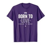 Camiseta Born To Love Forced To Work Camiseta, Hombre, Morado, XXL