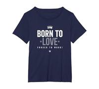 Camiseta Born To Love Forced To Work Camiseta, Mujer Tallas Grandes, Azul Marino, 2XL Grande