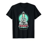 Camiseta Budista Kuan Yin Meditación Zen Yoga Taoísta Chino Camiseta gráfica económica, Hombre, Negro, M