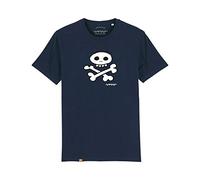 Camiseta Callate La Boca Azul Marino Calavera Blanca (L)