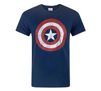 Marvel Comics Camiseta Capitán América Distressed Shield manga corta Azul marino