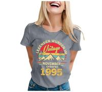 Camiseta casual con cuello redondo, letras y estampado gráfico Pantalones de trabajo blancos para mujer elástico, Gris claro., S