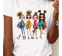 Camiseta Casual de Cuello y Transpirable con Estampado de Hermanas Anime para Mujeres - Ideal para Regalos de Hermanas, Outfits de y Verano - Conjuntos para Mujeres