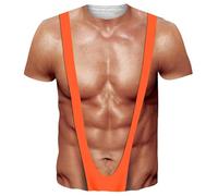 Camiseta Casual de Hombre Oversize Muscle con Impresión 3D Camisetas Divertidas de Manga Corta Casual Camisetas Gráficas con Impresión de Tirantes en el Pecho 3D, naranja., L