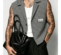 Camiseta casual de manga corta para hombre, chaleco sin de , cárdigan , camiseta de manga corta, adecuada para uso diario casual, salidas callejeras, camiseta de moda para hombre