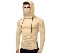 Camiseta casual de manga larga para hombre, camiseta de pesca al aire libre, para fitness, correr, pesca, senderismo, correr, correr, correr, correr, hombre, beige, S