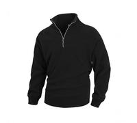 Camiseta casual de manga larga sin capucha con bolsillos para hombre, a la moda, otoño e invierno, casual, manga larga, cuello con media cremallera, ropa de trabajo para exteriores, correr, vida