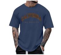 Camiseta Casual Hombre Camiseta Hombre Manga Corta Cuello Estilo Urbano Moderna Casual Cómoda Deportiva Exterior Ciudad Europea (Navy, M)