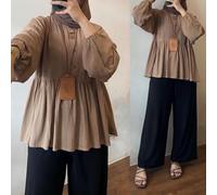 Camiseta casual musulmana de moda que funciona bien en diferentes entornos durante todo el año (caqui)