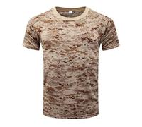 Camiseta casual para exterior para hombres, con impresión de camuflaje de secado rápido, de manga corta, camiseta ligera y transpirable, de cuello redondo, camiseta elástica de ajuste regular