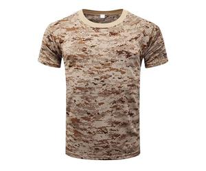Camiseta casual para exterior para hombres, con impresión de camuflaje de secado rápido, de manga corta, camiseta ligera y transpirable, de cuello redondo, camiseta elástica de ajuste regular