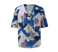 Camiseta casual para hombre con cuello en V, diseño subacuático, transpirable, cómodo, informal, con cordones, moda, azul, M