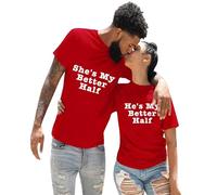Camiseta casual para mujer con diseño de letras inglesas con estampado de letras inglesas cuello redondo manga corta ropa exterior ideal para los amantes de la adolescencia ella es mi media naranja