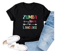 Camiseta Casual para Mujeres Zumba Dance Mangas Cortas Cuello Redondo Impresión gráfica Fitness Workout T-Shirt Tops para Damas