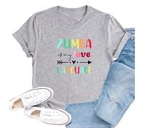 Camiseta Casual para Mujeres Zumba Dance Mangas Cortas Cuello Redondo Impresión gráfica Fitness Workout T-Shirt Tops para Damas