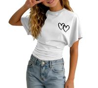 Camiseta Casual para Niñas con Estampado Gráfico y Detalle de en la Cintura para un Diario Divertido (White-3, 9-10years)