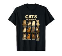 Camiseta Cats of The World Razas de Gatos Diseño Bonito Camiseta