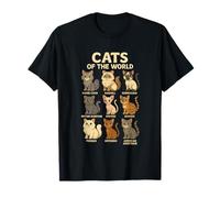 Camiseta Cats of The World Razas de Gatos Diseño Bonito Camiseta
