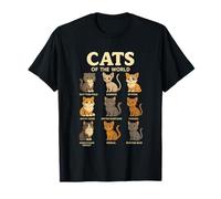Camiseta Cats of The World Razas de Gatos Diseño Bonito Camiseta