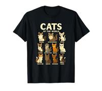 Camiseta Cats of The World Razas de Gatos Diseño Bonito Camiseta