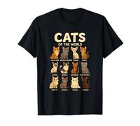 Camiseta Cats of The World Razas de Gatos Diseño Bonito Camiseta