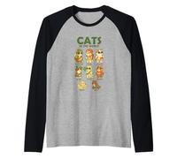 Camiseta Cats of The World Razas de Gatos Diseño Bonito Camiseta Manga Raglan