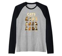 Camiseta Cats of The World Razas de Gatos Diseño Bonito Camiseta Manga Raglan