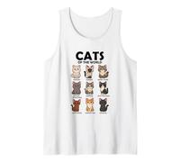 Camiseta Cats of The World Razas de Gatos Diseño Bonito Camiseta sin Mangas