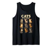 Camiseta Cats of The World Razas de Gatos Diseño Bonito Camiseta sin Mangas
