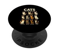 Camiseta Cats of The World Razas de Gatos Diseño Bonito PopSockets PopGrip Adhesivo