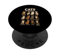 Camiseta Cats of The World Razas de Gatos Diseño Bonito PopSockets PopGrip Adhesivo