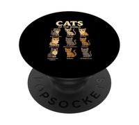 Camiseta Cats of The World Razas de Gatos Diseño Bonito PopSockets PopGrip Adhesivo