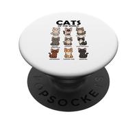 Camiseta Cats of The World Razas de Gatos Diseño Bonito PopSockets PopGrip Adhesivo