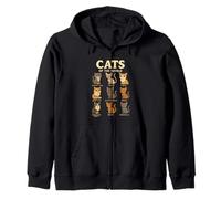 Camiseta Cats of The World Razas de Gatos Diseño Bonito Sudadera con Capucha