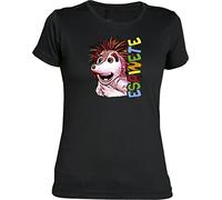 Camiseta Chica Espinete II Barrio Sésamo ochenteras 80´s Retro Comic EGB (XL, Negro)