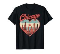 Camiseta Chicago Heart - Vintage USA Chicago Skyline Travel Camiseta