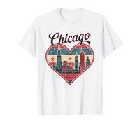 Camiseta Chicago Heart - Vintage USA Chicago Skyline Travel Camiseta