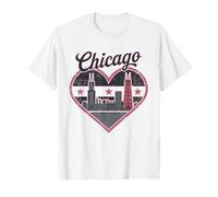 Camiseta Chicago Heart - Vintage USA Chicago Skyline Travel Camiseta