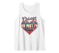 Camiseta Chicago Heart - Vintage USA Chicago Skyline Travel Camiseta sin Mangas