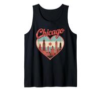 Camiseta Chicago Heart - Vintage USA Chicago Skyline Travel Camiseta sin Mangas